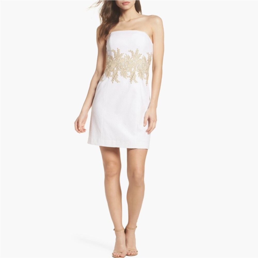 Lilly Pulitzer Kade Strapless Gold Embroidered Dress